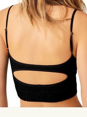 Free People Intimately Kickback Seamless Bra Adjustable Straps BLACK XS S
